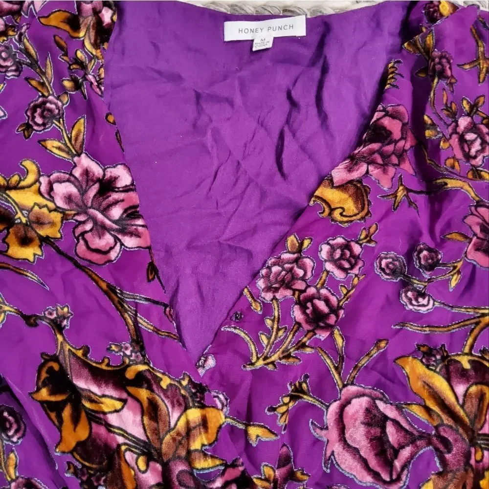 Honey Punch Velvet Burnout Romper Size M